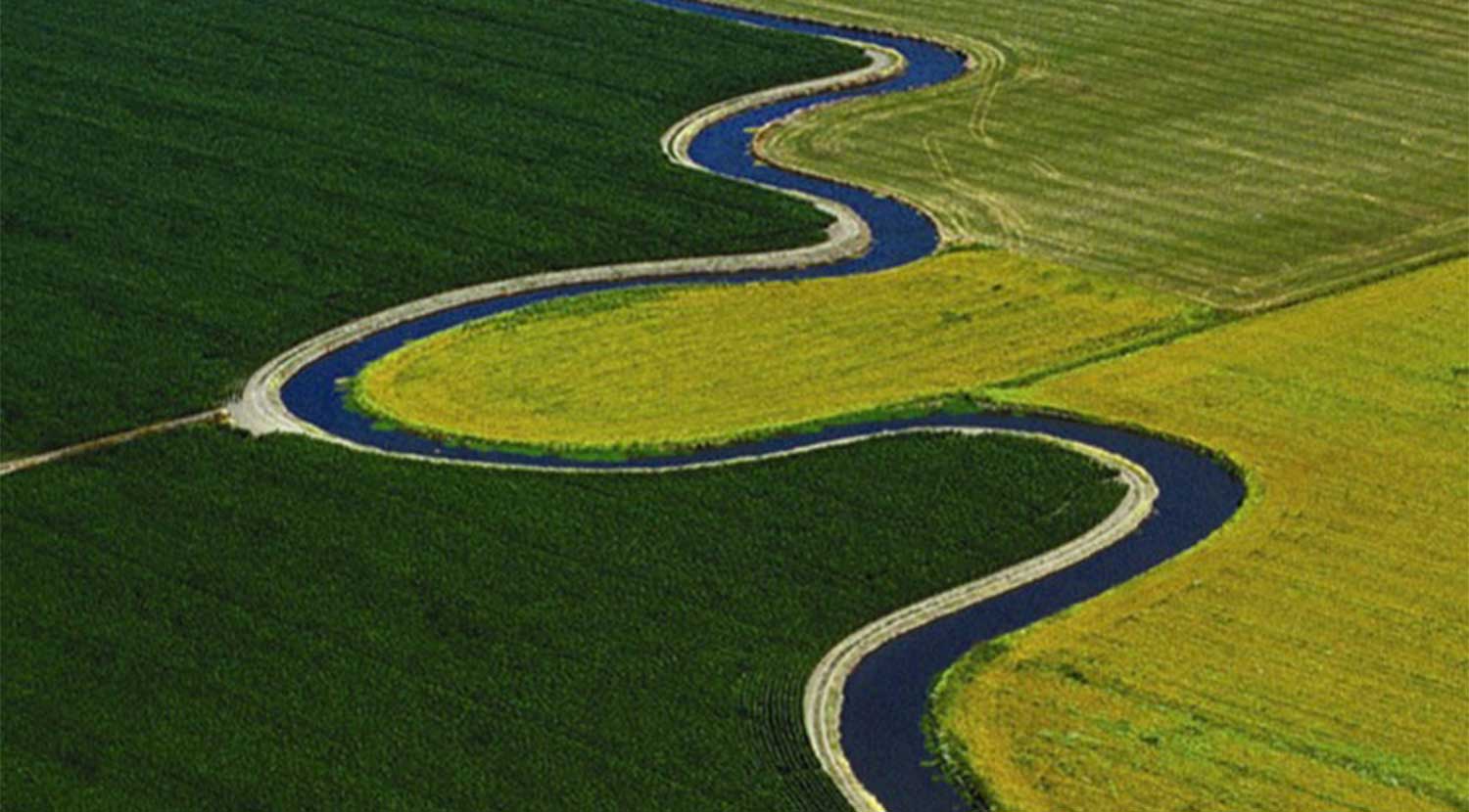 River and fields in the California Delta